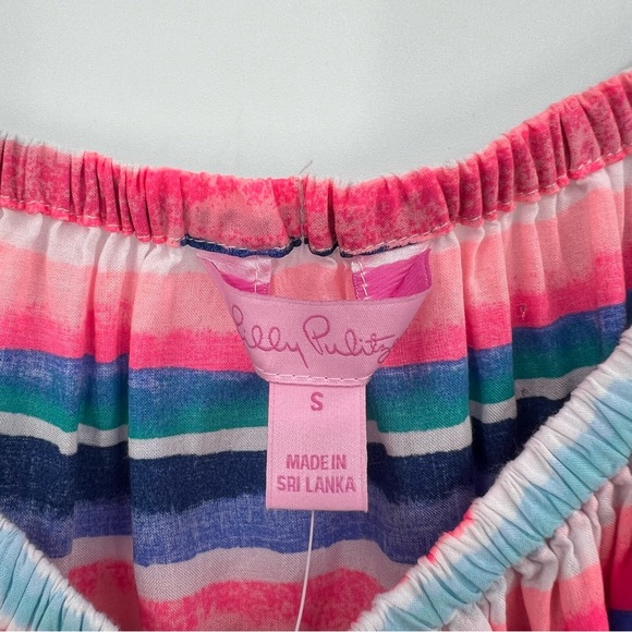 Lilly Pulitzer Off the Shoulder Sain Top in Sandy Shell Stripe Multicolor Size S - Picture 5 of 12